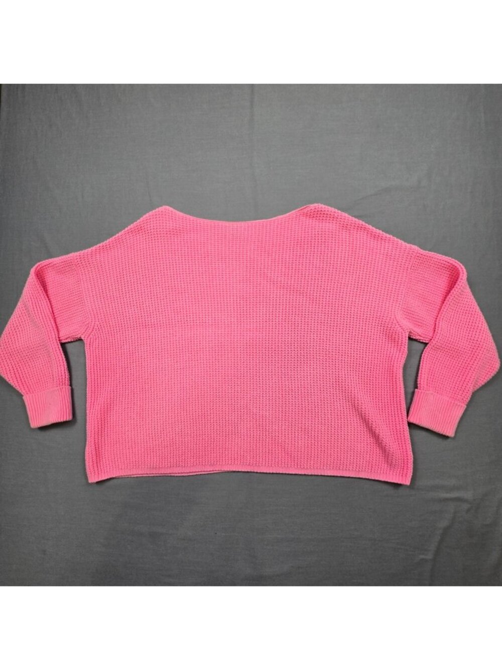 French Connection XS Boxy Sweater Pink Cropped Oversized Cotton Long Sleeve